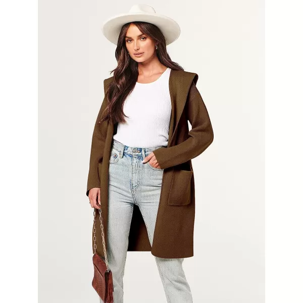 imageANRABESS Womens Open Front Long Sleeve Oversized Hoodie Cardigan Coat Casual Pockets Knit Cotigan SweaterBrown