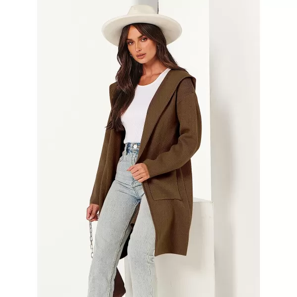 imageANRABESS Womens Open Front Long Sleeve Oversized Hoodie Cardigan Coat Casual Pockets Knit Cotigan SweaterBrown