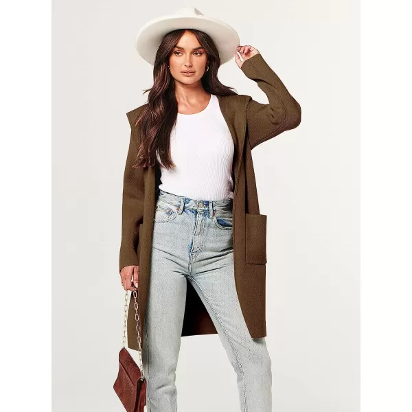 imageANRABESS Womens Open Front Long Sleeve Oversized Hoodie Cardigan Coat Casual Pockets Knit Cotigan SweaterBrown