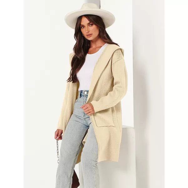 imageANRABESS Womens Open Front Long Sleeve Oversized Hoodie Cardigan Coat Casual Pockets Knit Cotigan SweaterKhaki Beige