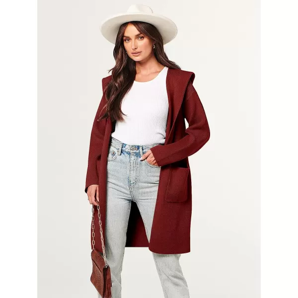 imageANRABESS Womens Open Front Long Sleeve Oversized Hoodie Cardigan Coat Casual Pockets Knit Cotigan SweaterRed