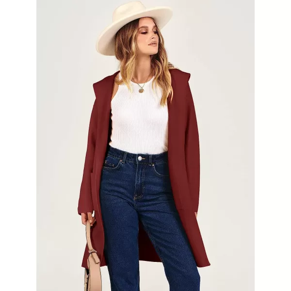 imageANRABESS Womens Open Front Long Sleeve Oversized Hoodie Cardigan Coat Casual Pockets Knit Cotigan SweaterRed