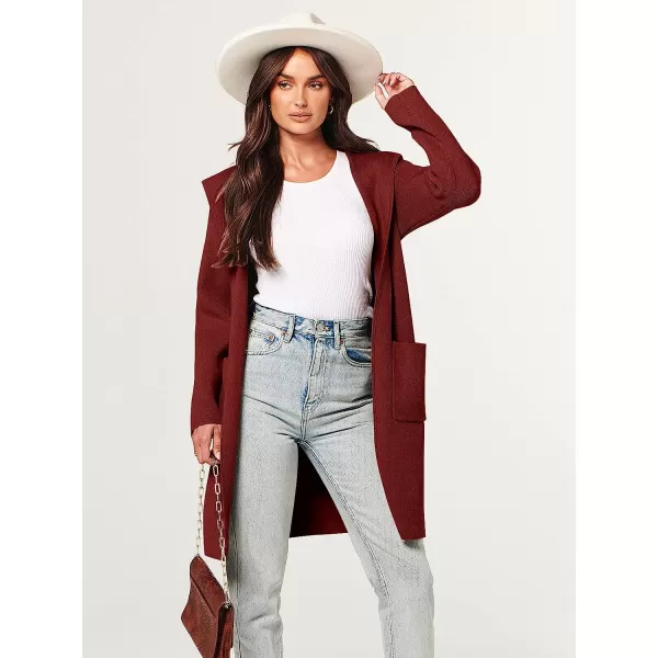 imageANRABESS Womens Open Front Long Sleeve Oversized Hoodie Cardigan Coat Casual Pockets Knit Cotigan SweaterRed