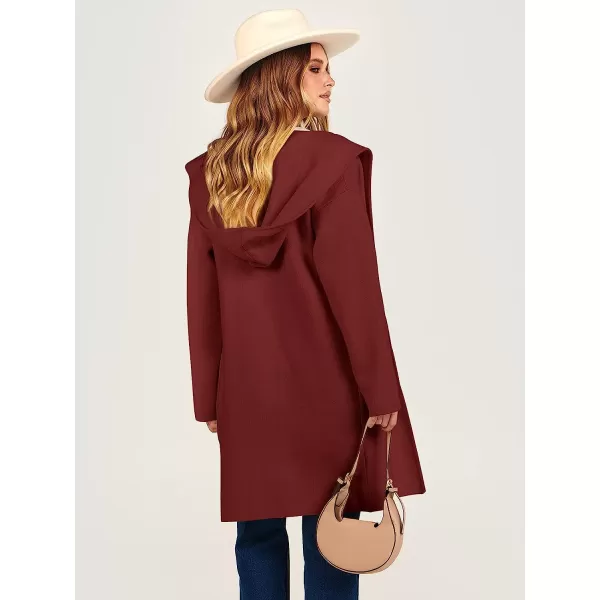 imageANRABESS Womens Open Front Long Sleeve Oversized Hoodie Cardigan Coat Casual Pockets Knit Cotigan SweaterRed