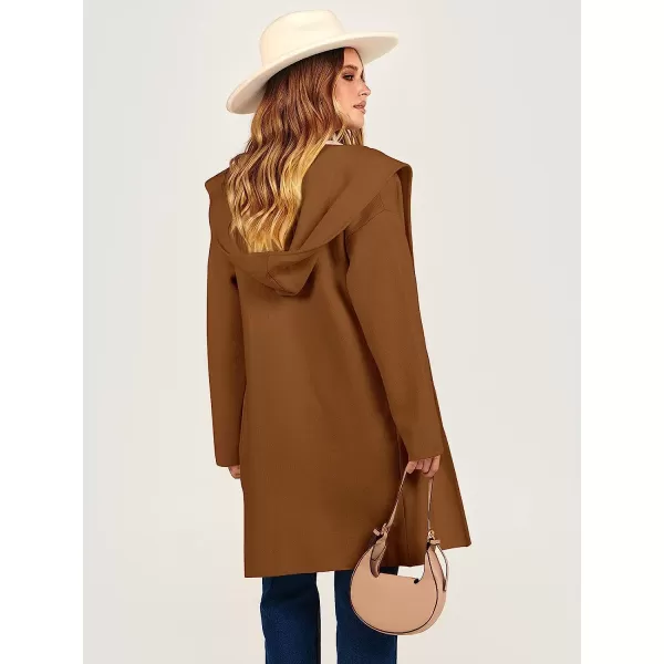 imageANRABESS Womens Open Front Long Sleeve Oversized Hoodie Cardigan Coat Casual Pockets Knit Cotigan SweaterRed Brown