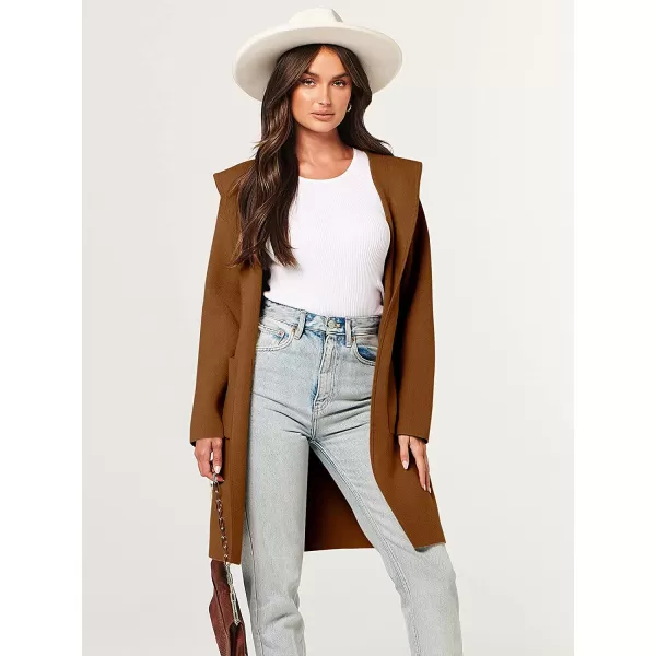 imageANRABESS Womens Open Front Long Sleeve Oversized Hoodie Cardigan Coat Casual Pockets Knit Cotigan SweaterRed Brown