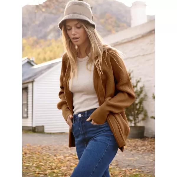 imageANRABESS Womens Open Front Oversized Chunky Knit Long Sleeve Casual Loose Fall Fashion Sweaters CardiganCaramel