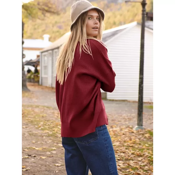 imageANRABESS Womens Open Front Oversized Chunky Knit Long Sleeve Casual Loose Fall Fashion Sweaters CardiganDeep Red