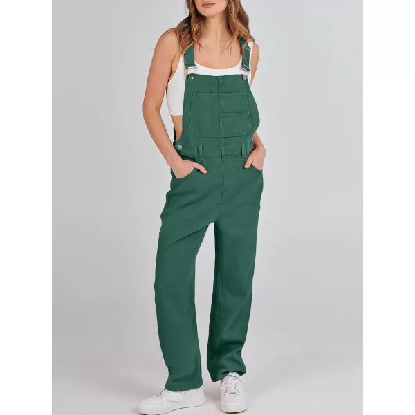 imageANRABESS Womens Overalls Casual Loose Fit Adjustable Strap Denim Bib Overall Jeans Pants JumpsuitsDeep Green