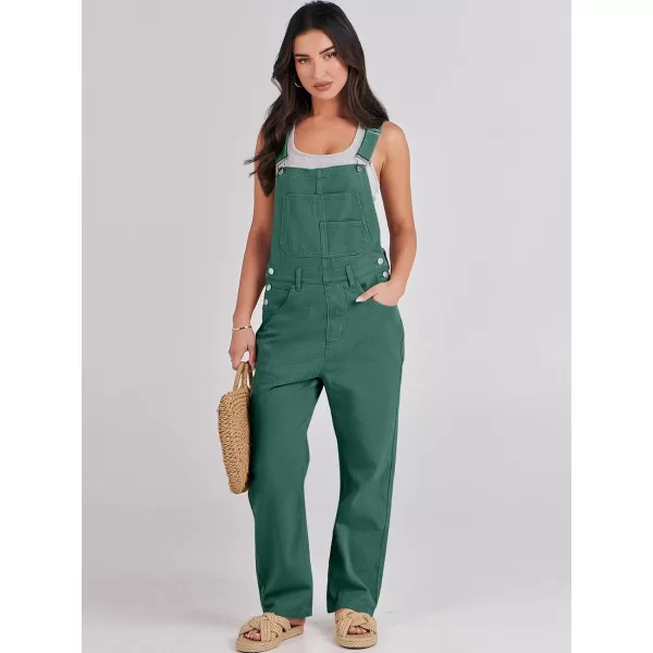 imageANRABESS Womens Overalls Casual Loose Fit Adjustable Strap Denim Bib Overall Jeans Pants JumpsuitsDeep Green