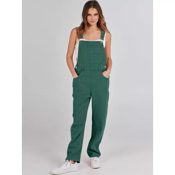 imageANRABESS Womens Overalls Casual Loose Fit Adjustable Strap Denim Bib Overall Jeans Pants JumpsuitsDeep Green