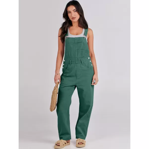 imageANRABESS Womens Overalls Casual Loose Fit Adjustable Strap Denim Bib Overall Jeans Pants JumpsuitsDeep Green