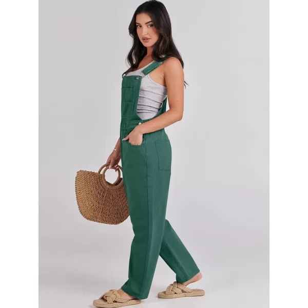 imageANRABESS Womens Overalls Casual Loose Fit Adjustable Strap Denim Bib Overall Jeans Pants JumpsuitsDeep Green