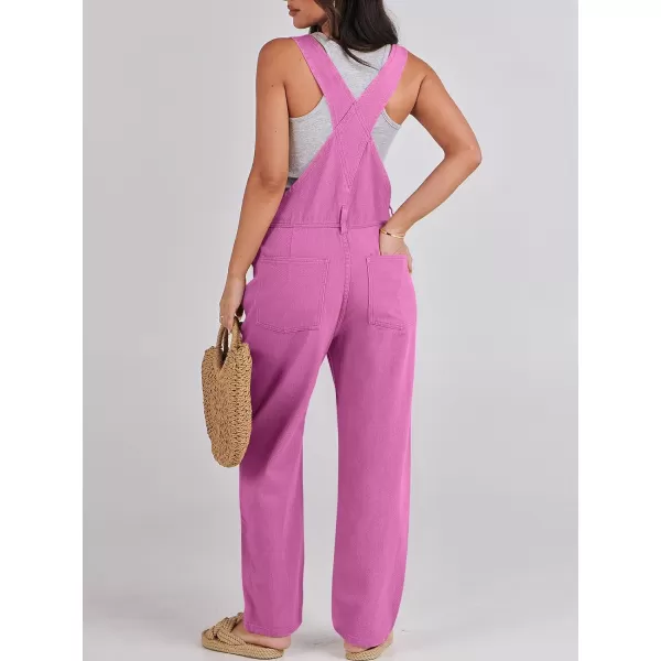 imageANRABESS Womens Overalls Casual Loose Fit Adjustable Strap Denim Bib Overall Jeans Pants JumpsuitsHot Pink