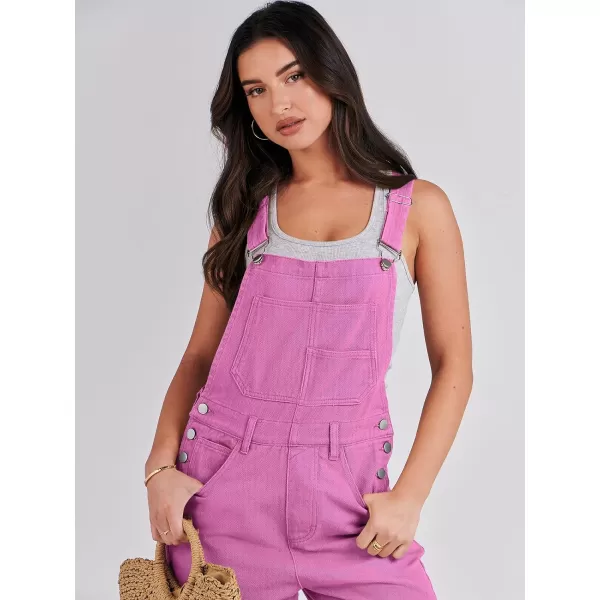 imageANRABESS Womens Overalls Casual Loose Fit Adjustable Strap Denim Bib Overall Jeans Pants JumpsuitsHot Pink