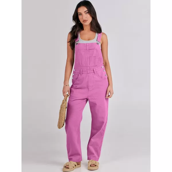 imageANRABESS Womens Overalls Casual Loose Fit Adjustable Strap Denim Bib Overall Jeans Pants JumpsuitsHot Pink