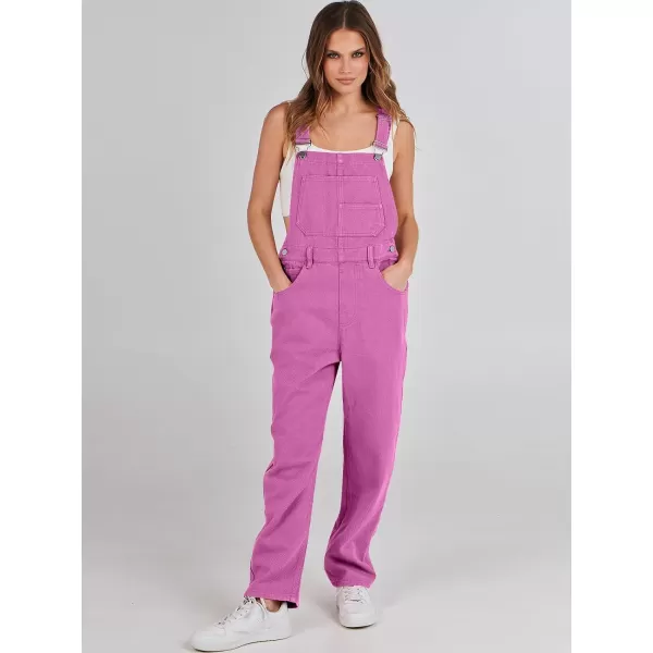 imageANRABESS Womens Overalls Casual Loose Fit Adjustable Strap Denim Bib Overall Jeans Pants JumpsuitsHot Pink