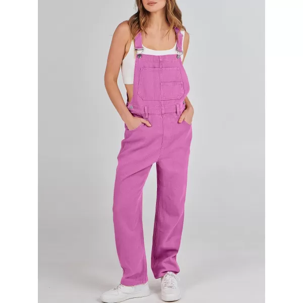 imageANRABESS Womens Overalls Casual Loose Fit Adjustable Strap Denim Bib Overall Jeans Pants JumpsuitsHot Pink