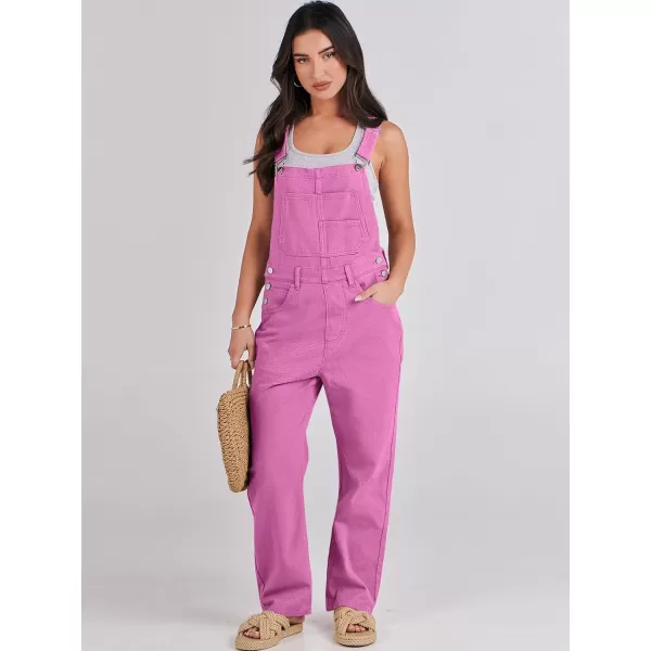imageANRABESS Womens Overalls Casual Loose Fit Adjustable Strap Denim Bib Overall Jeans Pants JumpsuitsHot Pink