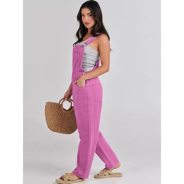 imageANRABESS Womens Overalls Casual Loose Fit Adjustable Strap Denim Bib Overall Jeans Pants JumpsuitsHot Pink