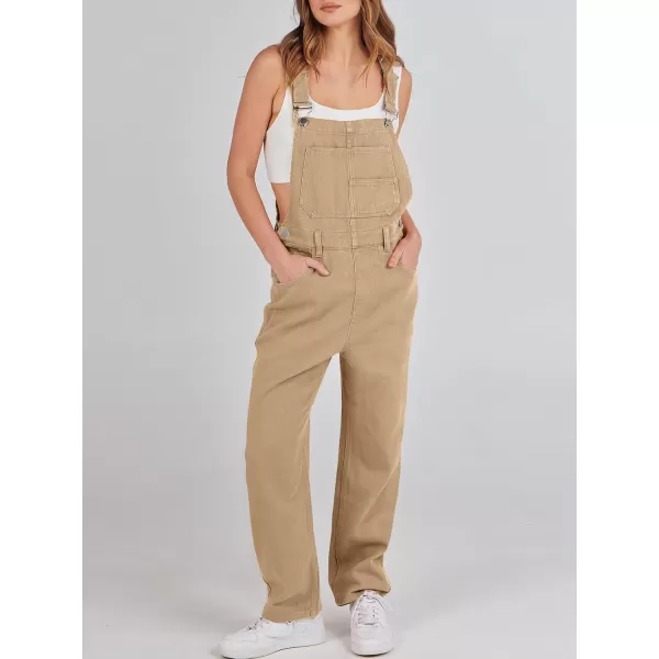 imageANRABESS Womens Overalls Casual Loose Fit Adjustable Strap Denim Bib Overall Jeans Pants JumpsuitsKhaki