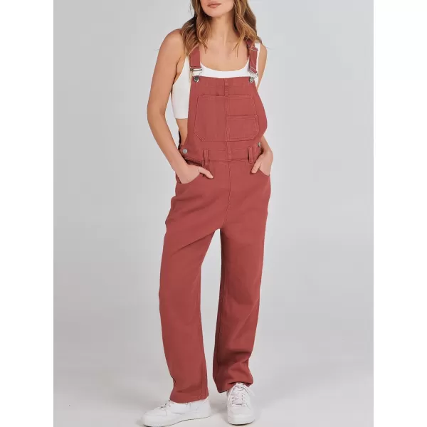 imageANRABESS Womens Overalls Casual Loose Fit Adjustable Strap Denim Bib Overall Jeans Pants JumpsuitsRust Red
