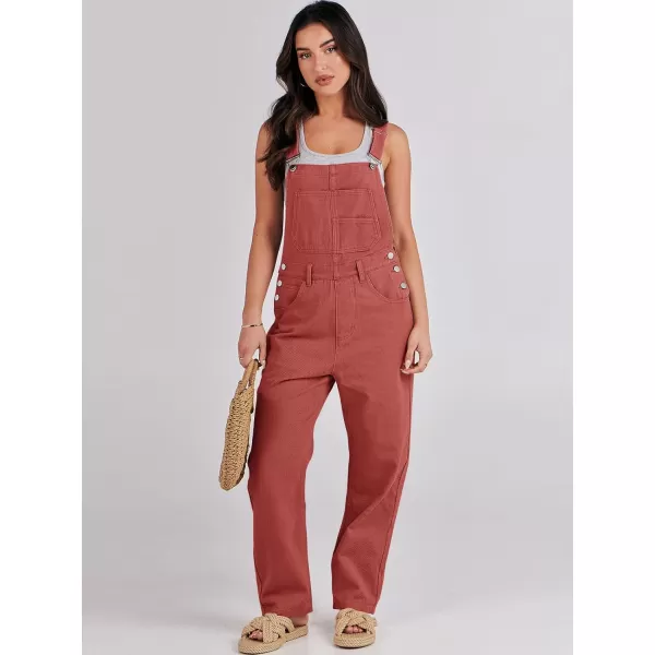 imageANRABESS Womens Overalls Casual Loose Fit Adjustable Strap Denim Bib Overall Jeans Pants JumpsuitsRust Red