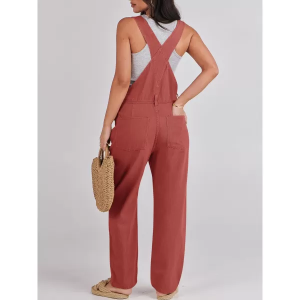 imageANRABESS Womens Overalls Casual Loose Fit Adjustable Strap Denim Bib Overall Jeans Pants JumpsuitsRust Red