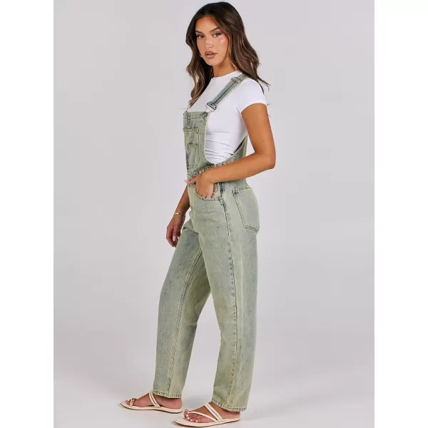 imageANRABESS Womens Overalls Casual Loose Fit Adjustable Strap Denim Bib Overall Jeans Pants JumpsuitsWashed Yellow Green