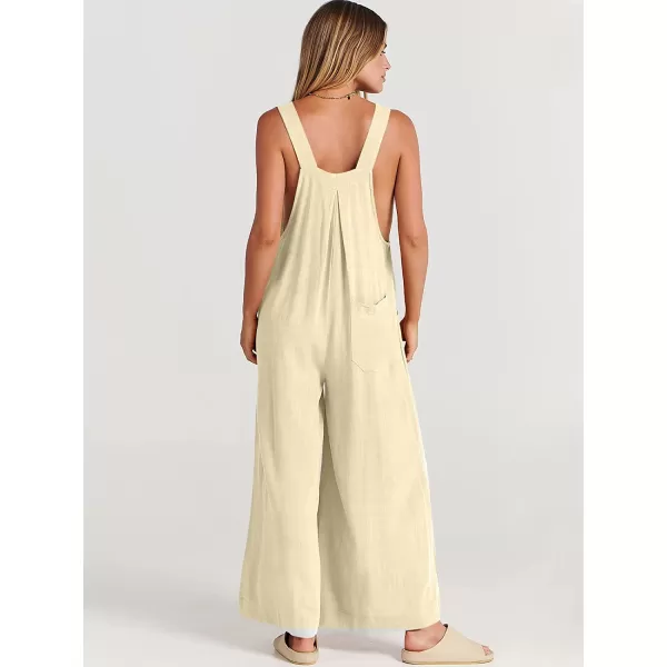 imageANRABESS Womens Overalls Jumpsuit Casual Loose Sleeveless Adjustable Straps Bib Wide Leg Outfits with PocketsApricot