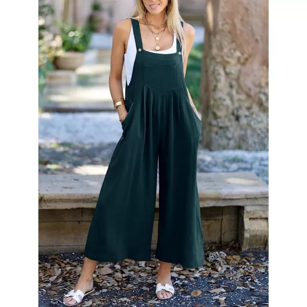 imageANRABESS Womens Overalls Jumpsuit Casual Loose Sleeveless Adjustable Straps Bib Wide Leg Outfits with PocketsCyan