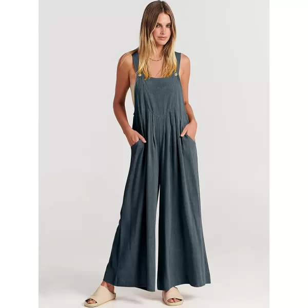 imageANRABESS Womens Overalls Jumpsuit Casual Loose Sleeveless Adjustable Straps Bib Wide Leg Outfits with PocketsDark Grey