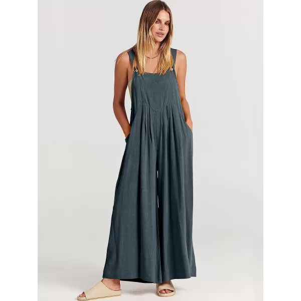 imageANRABESS Womens Overalls Jumpsuit Casual Loose Sleeveless Adjustable Straps Bib Wide Leg Outfits with PocketsDark Grey
