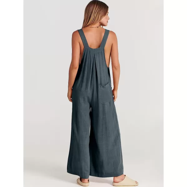 imageANRABESS Womens Overalls Jumpsuit Casual Loose Sleeveless Adjustable Straps Bib Wide Leg Outfits with PocketsDark Grey