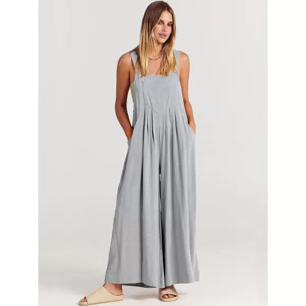 imageANRABESS Womens Overalls Jumpsuit Casual Loose Sleeveless Adjustable Straps Bib Wide Leg Outfits with PocketsGrey