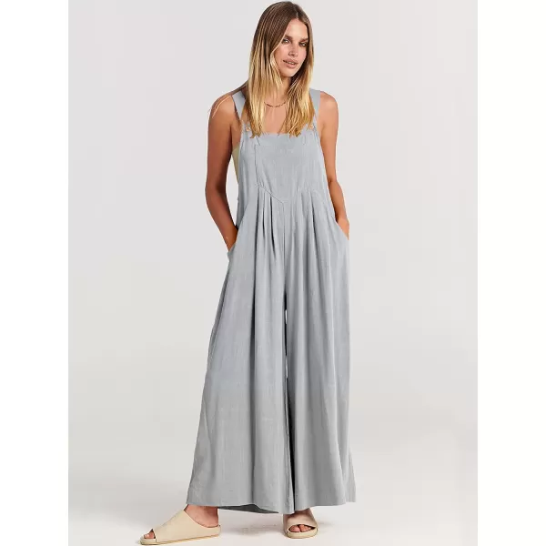 imageANRABESS Womens Overalls Jumpsuit Casual Loose Sleeveless Adjustable Straps Bib Wide Leg Outfits with PocketsGrey