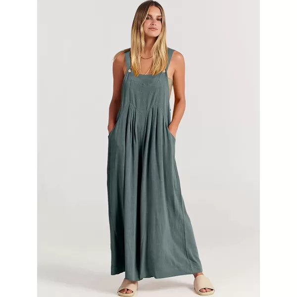 imageANRABESS Womens Overalls Jumpsuit Casual Loose Sleeveless Adjustable Straps Bib Wide Leg Outfits with PocketsGrey Blue