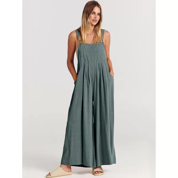 imageANRABESS Womens Overalls Jumpsuit Casual Loose Sleeveless Adjustable Straps Bib Wide Leg Outfits with PocketsGrey Blue