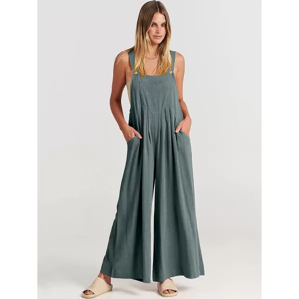 imageANRABESS Womens Overalls Jumpsuit Casual Loose Sleeveless Adjustable Straps Bib Wide Leg Outfits with PocketsGrey Blue