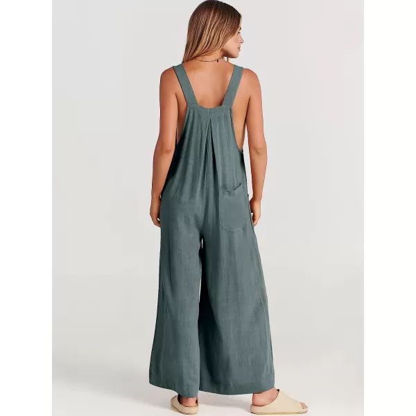 imageANRABESS Womens Overalls Jumpsuit Casual Loose Sleeveless Adjustable Straps Bib Wide Leg Outfits with PocketsGrey Blue
