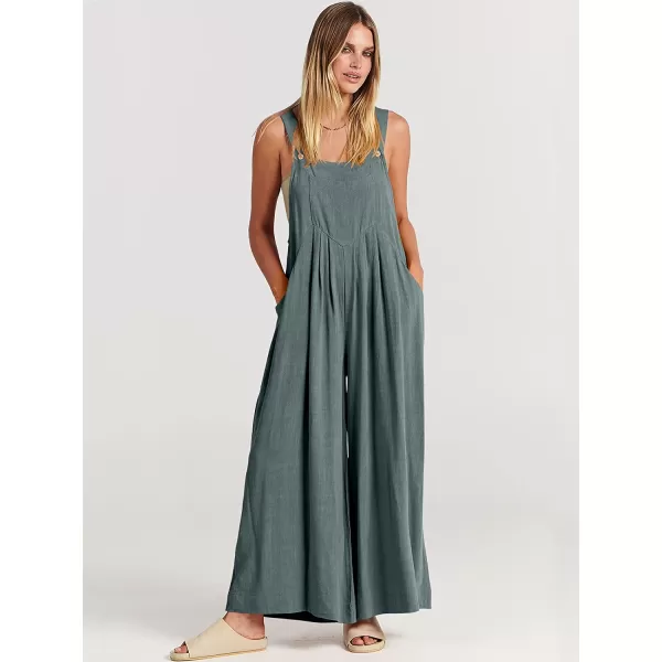 imageANRABESS Womens Overalls Jumpsuit Casual Loose Sleeveless Adjustable Straps Bib Wide Leg Outfits with PocketsGrey Blue