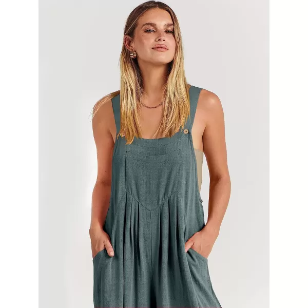 imageANRABESS Womens Overalls Jumpsuit Casual Loose Sleeveless Adjustable Straps Bib Wide Leg Outfits with PocketsGrey Blue