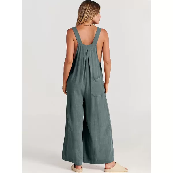 imageANRABESS Womens Overalls Jumpsuit Casual Loose Sleeveless Adjustable Straps Bib Wide Leg Outfits with PocketsGrey Blue