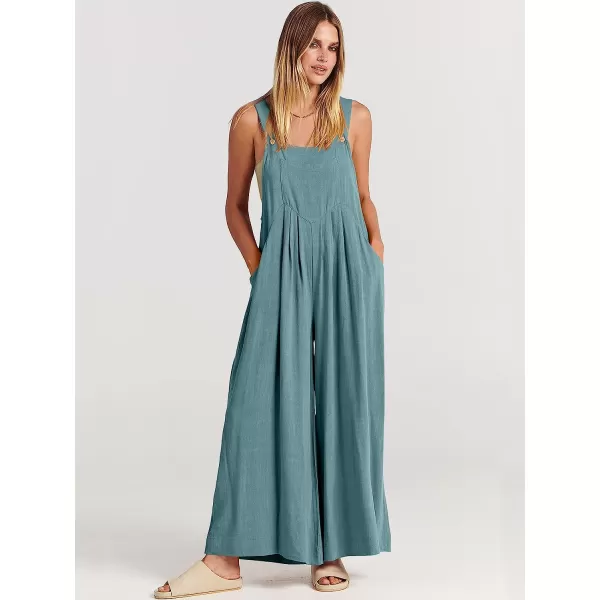 imageANRABESS Womens Overalls Jumpsuit Casual Loose Sleeveless Adjustable Straps Bib Wide Leg Outfits with PocketsLake