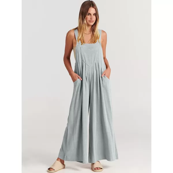 imageANRABESS Womens Overalls Jumpsuit Casual Loose Sleeveless Adjustable Straps Bib Wide Leg Outfits with PocketsLight Gray