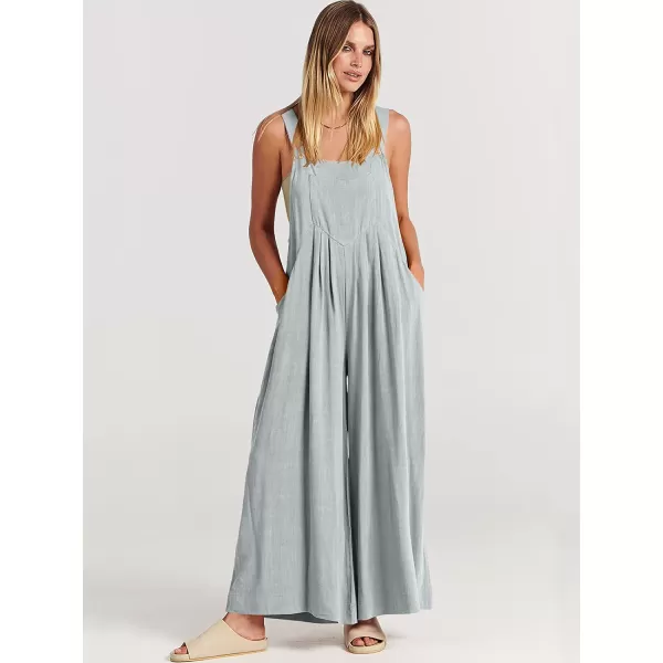 imageANRABESS Womens Overalls Jumpsuit Casual Loose Sleeveless Adjustable Straps Bib Wide Leg Outfits with PocketsLight Gray