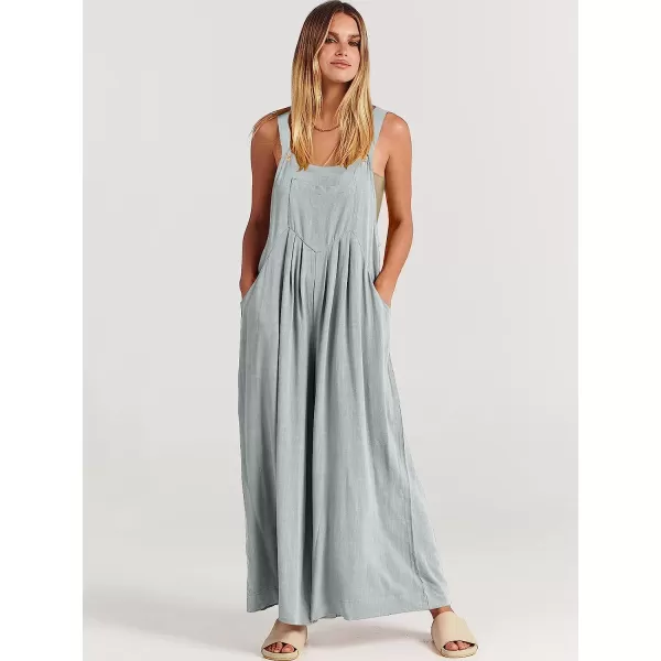imageANRABESS Womens Overalls Jumpsuit Casual Loose Sleeveless Adjustable Straps Bib Wide Leg Outfits with PocketsLight Gray