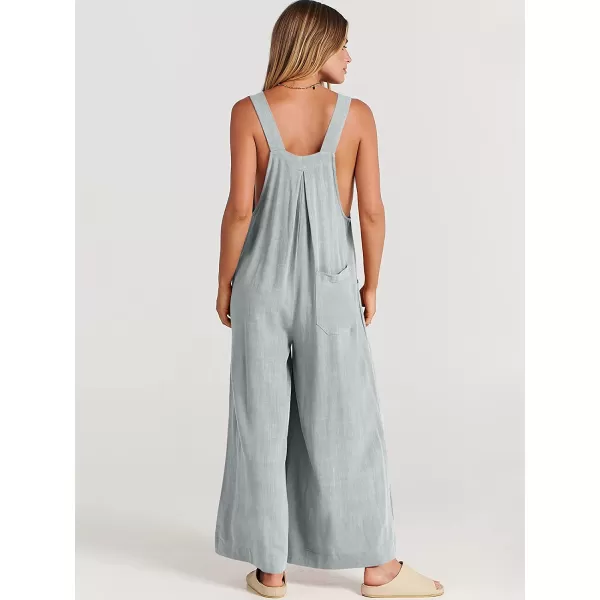 imageANRABESS Womens Overalls Jumpsuit Casual Loose Sleeveless Adjustable Straps Bib Wide Leg Outfits with PocketsLight Gray