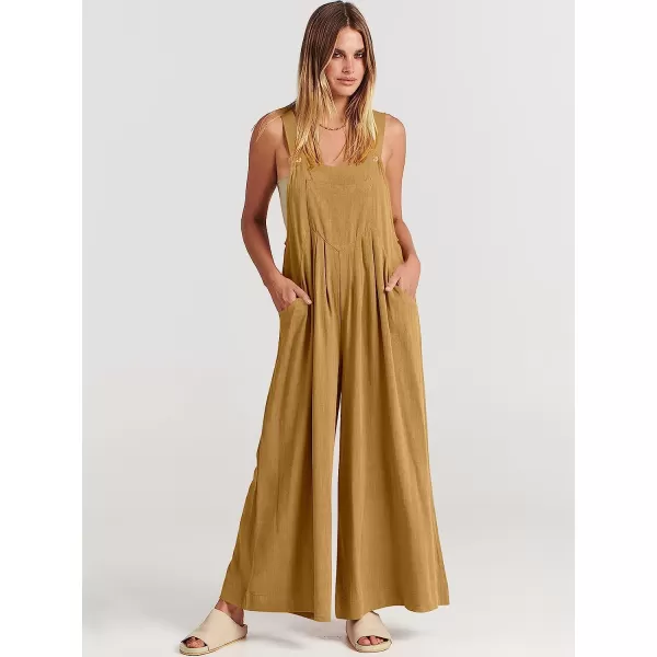 imageANRABESS Womens Overalls Jumpsuit Casual Loose Sleeveless Adjustable Straps Bib Wide Leg Outfits with PocketsLight Yellow