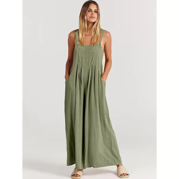 imageANRABESS Womens Overalls Jumpsuit Casual Loose Sleeveless Adjustable Straps Bib Wide Leg Outfits with PocketsPea Green